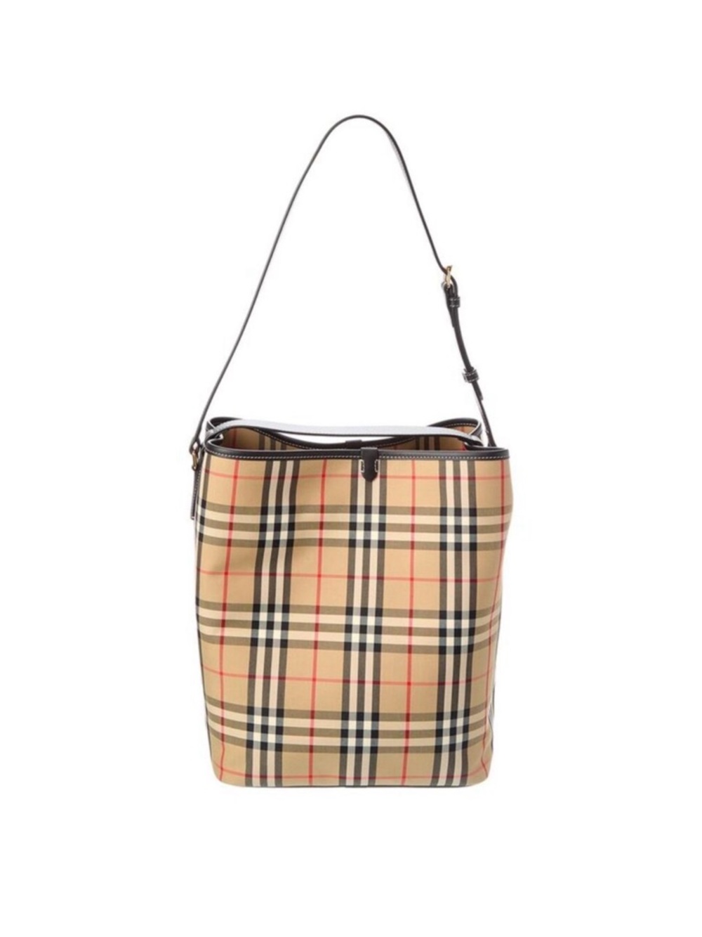 Burberry Check Canvas & Leather Tote, Black - Picture 2 of 4